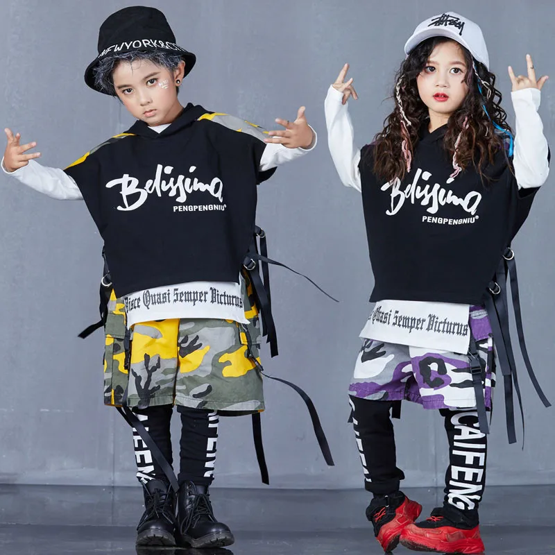 Spring Autumn Boys Girls Street Dance Clothes Suit Children's Fashion ...