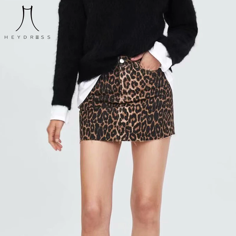 Heydress женские осенние леопардовые мини юбки с высокой талией и животным принтом