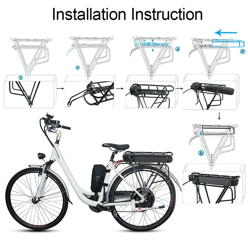 EU US NO TAX Electric Bike Battery E-Bike Lithium Bicycle Battery Samsung LG Cell Rear Rack Battery MTB Road Bicicleta Eletrica  (5)