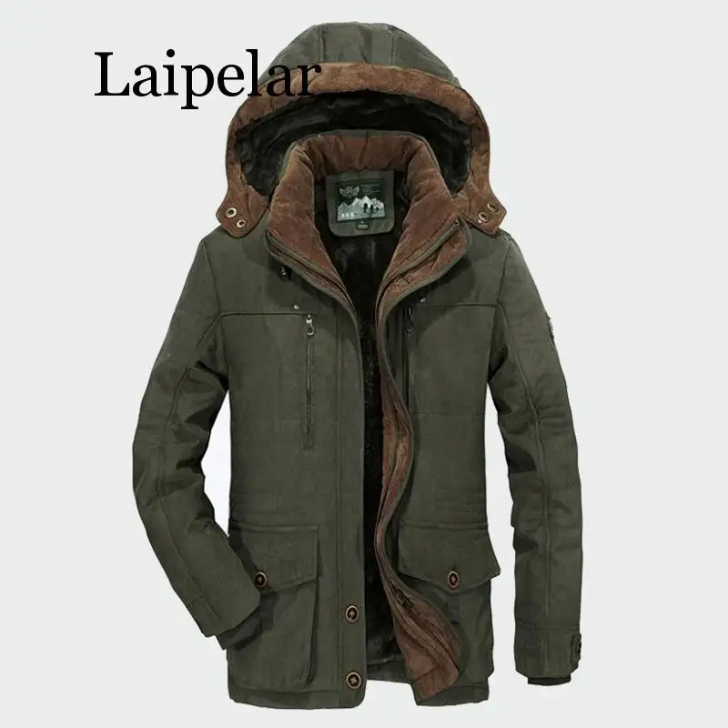 Laipelar Men Winter Coats Fleece Warm Thick Jackets Men Outerwear Windproof Casual Coat With Hooded Mens Parkas