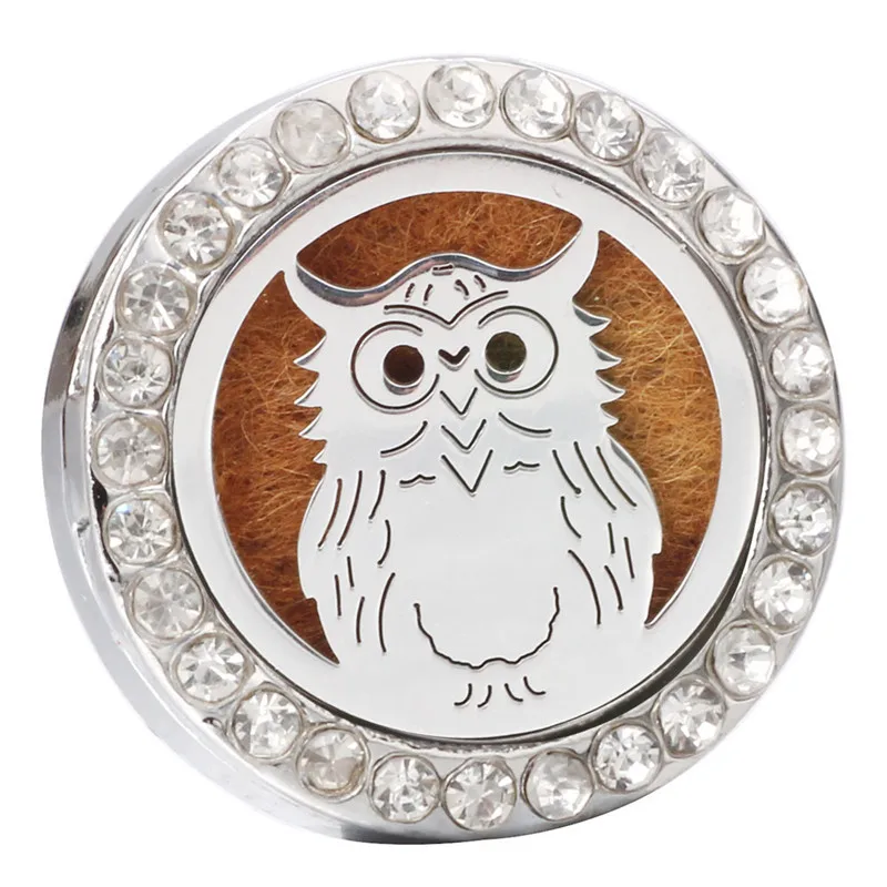 

New Aromatherapy 18mm Owl Snaps Perfume Locket Magnetic Stainless Steel Locket Essential Oil Diffuser Snap Button Jewelry ZA1529