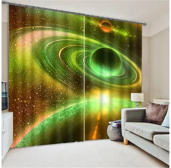 

Planets In The Universe 3D Painting Blackout Curtains Office Bedding Room Living Room Sunshade Window Curtain Bedding set