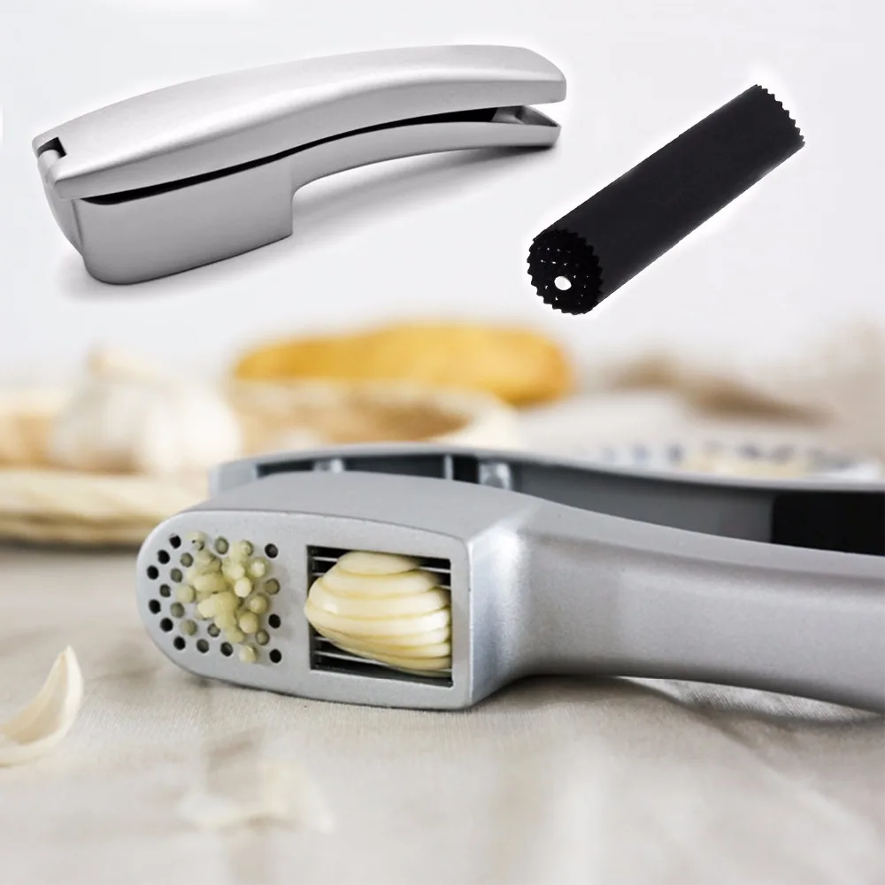 New Garlic Press And Slicer 2 IN 1 Heavy Duty Garlic Ginger Mincer Slicer Non stick Garlic Ricer