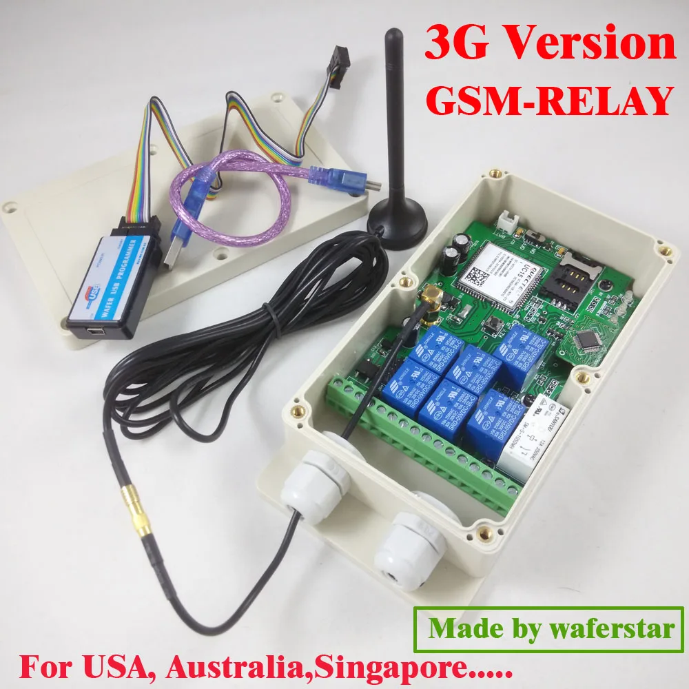 3G Version / GSM Seven relay output remote switch board (SMS Relay switch) Battery on board for power off alarm