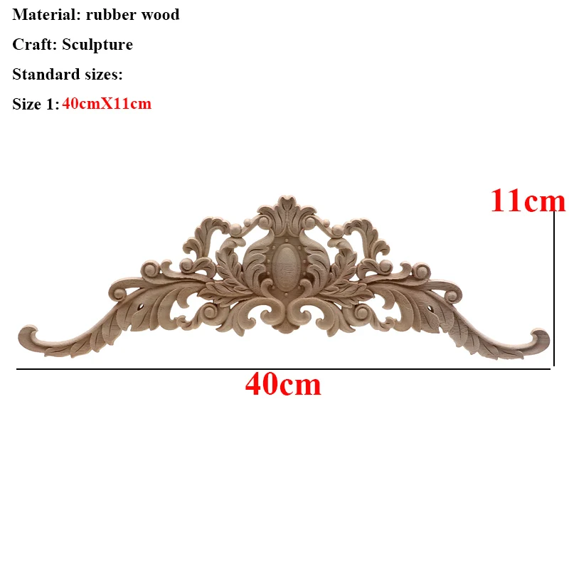 VZLX деревянные наклейки с резьбой угловая рама двери мебель резьба по дереву декоративные деревянные фигурки ремесло длинная аппликация украшения - Цвет: 40cmX11cm