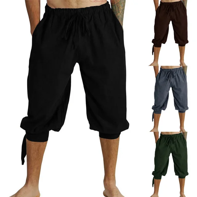 Мужские средневековые штаны пирата викинга Ренессанса, костюм для косплея, свободные штаны, всадник, крестьянские касты, костюм, шаровары, брюки