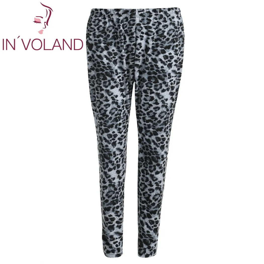 

IN'VOLAND Women Print Pant Big Size High Waisted Leopard Stretch Casual Full Length Slim Skinny Legging Club Pants Plus Size 5XL