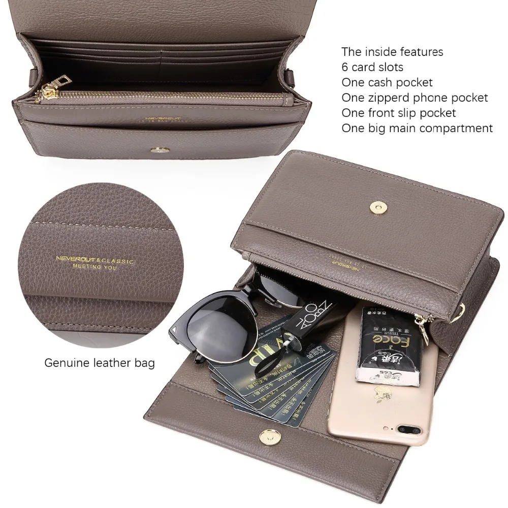 NEVEROUT Soft Genuine Leather Bag for Women Ladies Small Messenger Purse Solid Flap Shoulder Sac Chain Crossbody Mini Handbag NEVEROUT Soft Genuine Leather Bag for Women Ladies Small Messenger Purse Solid Flap Shoulder Sac Chain Crossbody Mini Handbag