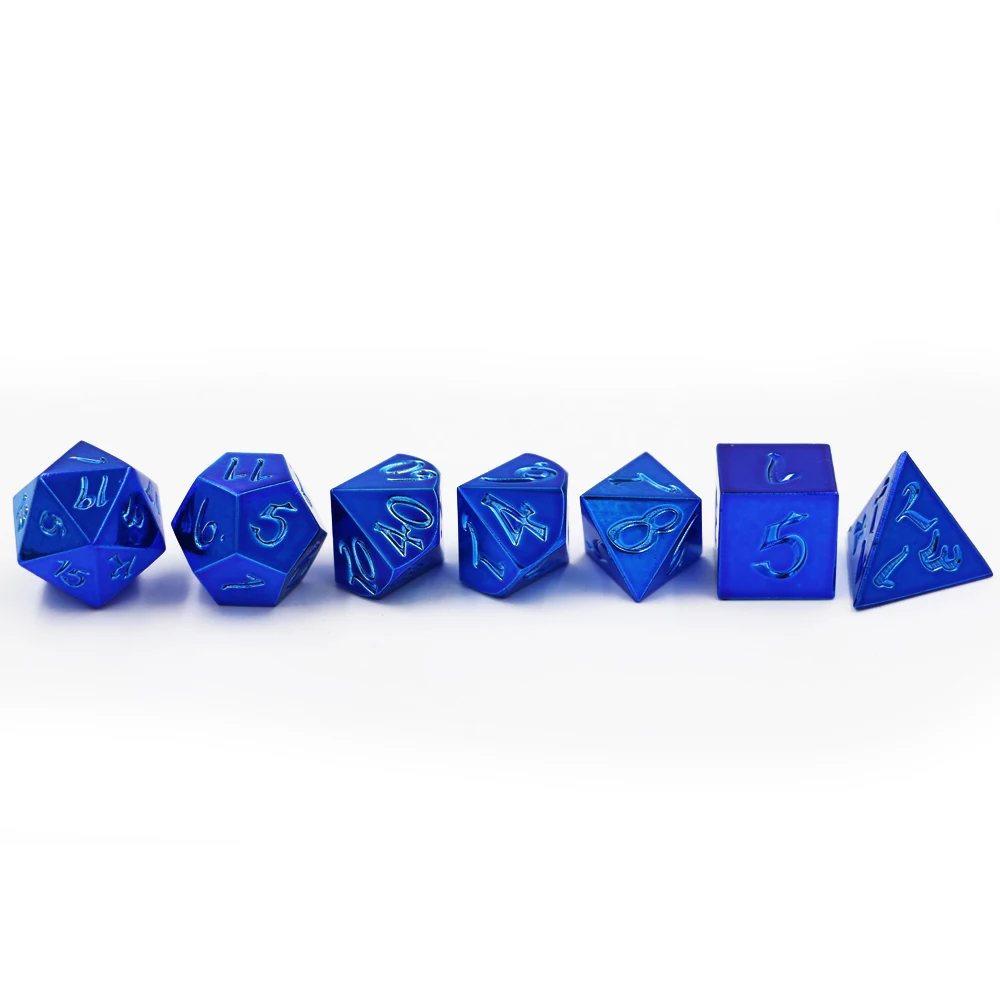 IMDG 7 шт./компл. Творческий RPG игра в кости многогранник металлические игральные кубики DND крупный шрифт голубой цвет цифровой игра в кости