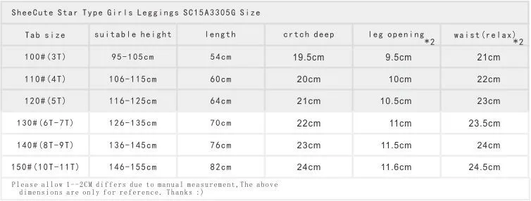 SheeCute/Новое поступление хлопковые леггинсы для девочек Дети Звезда классические леггинсы 3-11Ybaby леггинсы для девочек детские леггинсы SCA3305