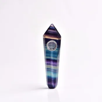 

Wholesale Natural Quartz Smoking Pipe Crystal Stone Obelisk Wand Point Cigars Pipes Smoking Pipes Healing With Metal Filter 1PC