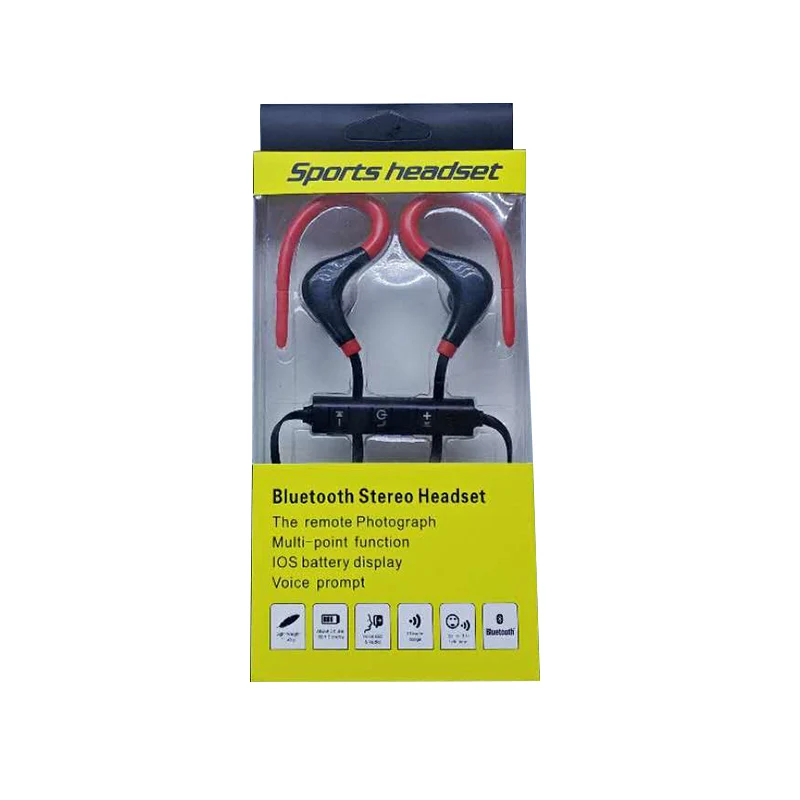 Спортивные Bluetooth наушники стерео беспроводные наушники в ухо Handfree гарнитура для бега ходьбы спортивные портативные аудио наушники C309 - Цвет: Red With Box