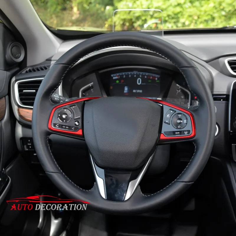 

For Honda CRV CR-V 2017 2018 ABS Car-Styling Interior Steering Wheel Decoration Frame Cover 1pcs Accessories