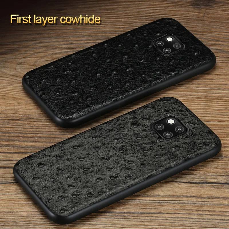 Full Grain Leather For Huawei mate 20 Pro lite honor 8x9X Case ostrich cover Mate Cases P20 P30 | Мобильные телефоны и