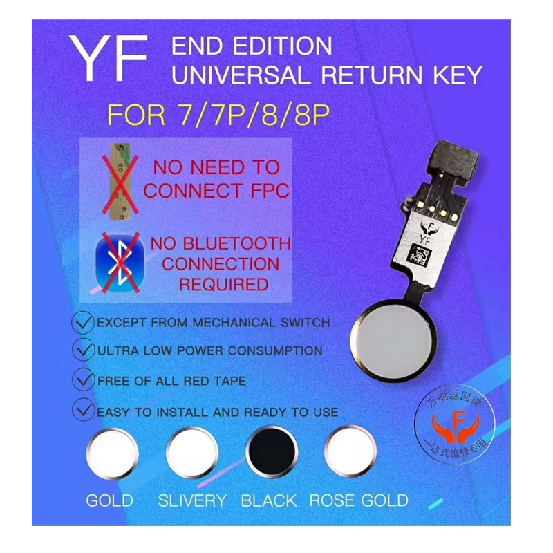 YF JC Universal Home Button Flex for iPhone 7 7Plus 8 8Plus Return back Function Solution Return Back Button