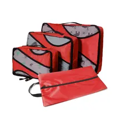3 комплекта упаковочных кубиков, дорожный мешочек для багажа, органайзеры с сумкой для белья (серый) (красный) (зеленый) сумка для ночной езды