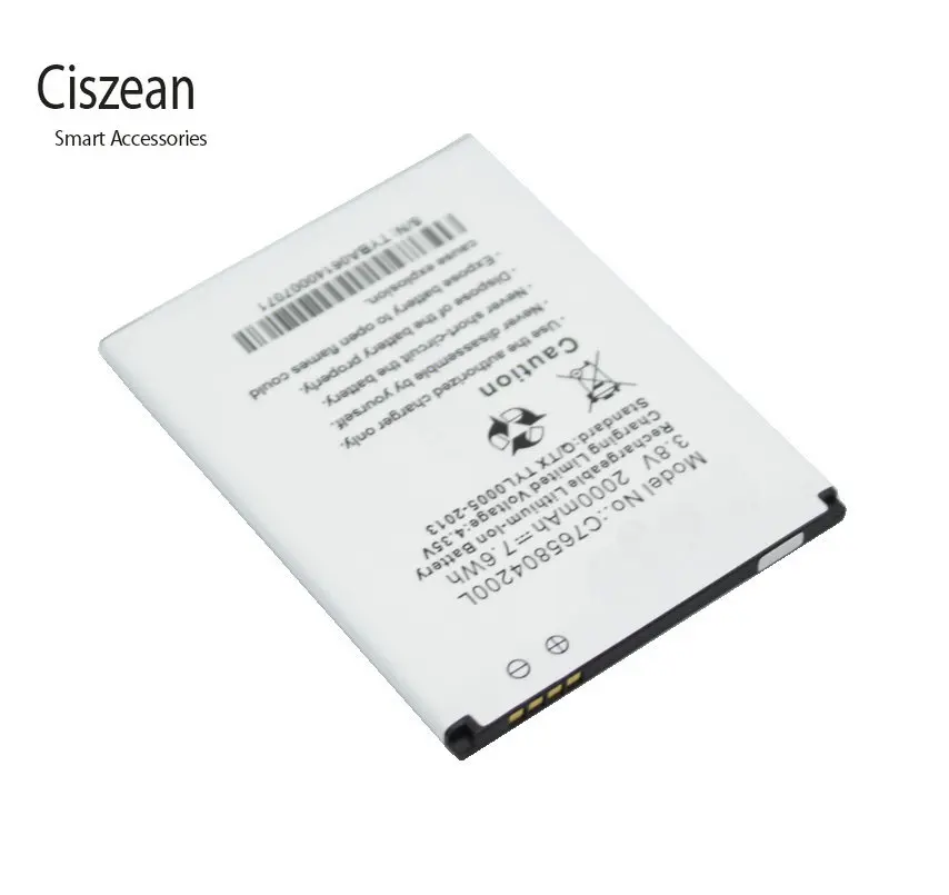 Ciszean 1x3 8 V 2000mAh Сменный литий-ионный аккумулятор C765804200L для BLU STUDIO 5 0 S II S2 D572 W510U