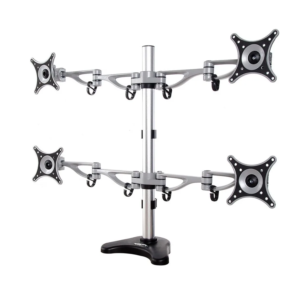 Aluminum Desktop Clamping Four Display 10-24 inch Screen Monitor Holder Full Motion Quad Mount Arm Bracket DLB204 | Компьютеры и офис