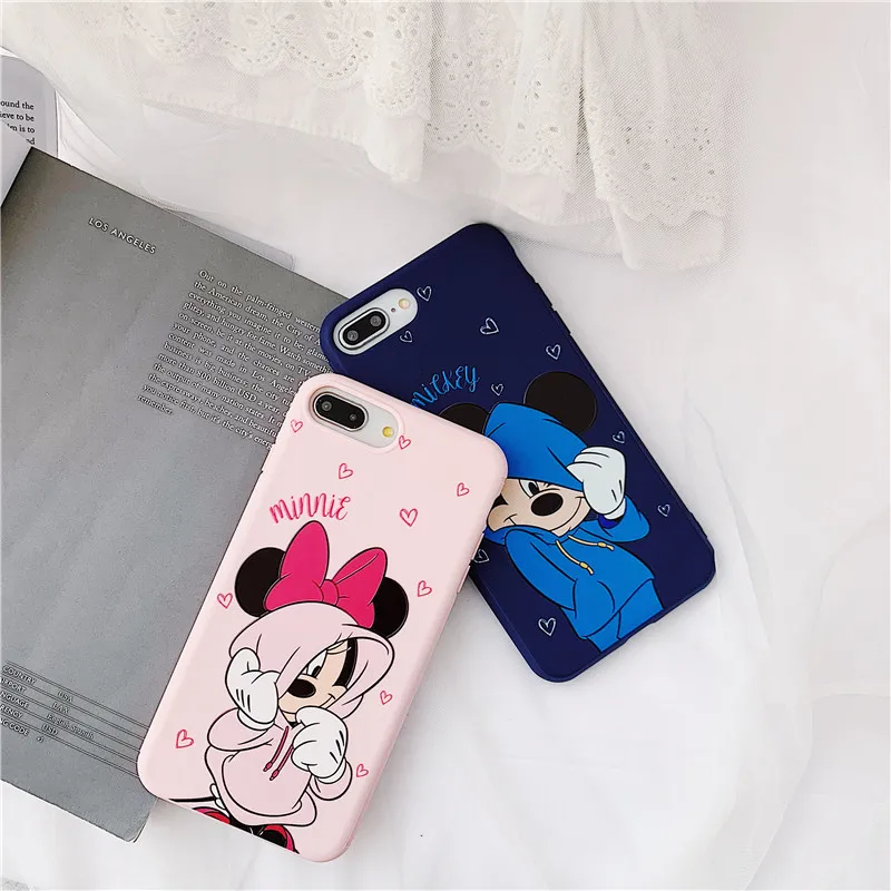 

Minnie Mickey Mouse Soft Candy TPU Couple Case for Coque iPhone X 7 8 Plus 6s 6plus XR XS MAX Silicone Cover Case Accessories