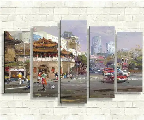 

5 Pieces Canvas Art Picture Triptych Retro Mural Living Room Wall Art Paintings Canvas Print and Poster On Wall Unframed
