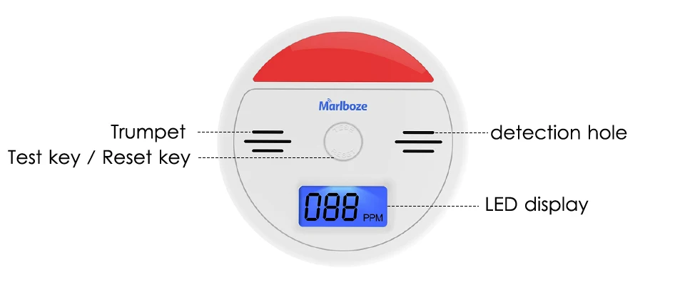 Marlboze звук и светильник со датчиком ЖК-фотоэлектрический домашний охранный независимый детектор угарного газа с сигнализацией 85 дБ