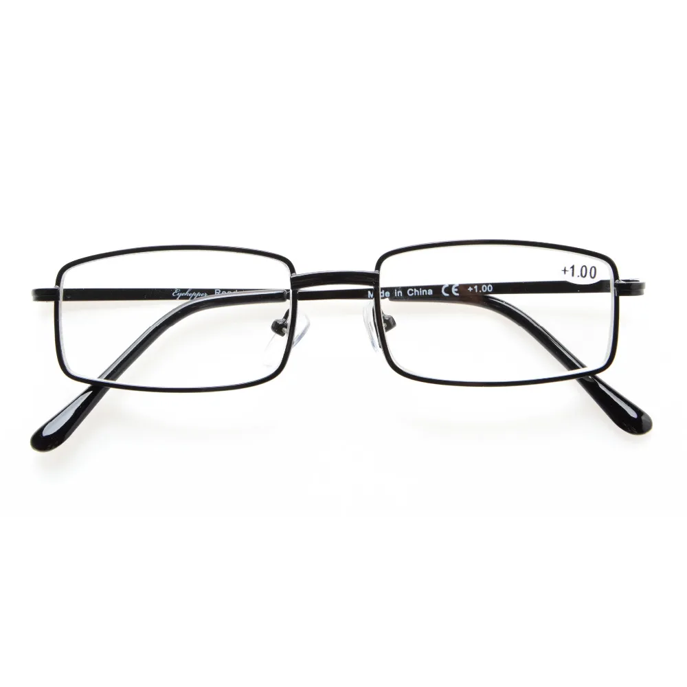 R15022 Mix 3pack ридеры прямоугольные Пружинные дужки средние металлические очки для чтения+ 0,50-+ 4,00
