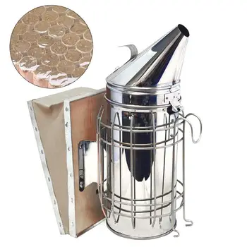 

Stainless Stee Bee Smoker Smoke Transmitter with Bee Smoker Fuel,Beekeeping Tool Equipment