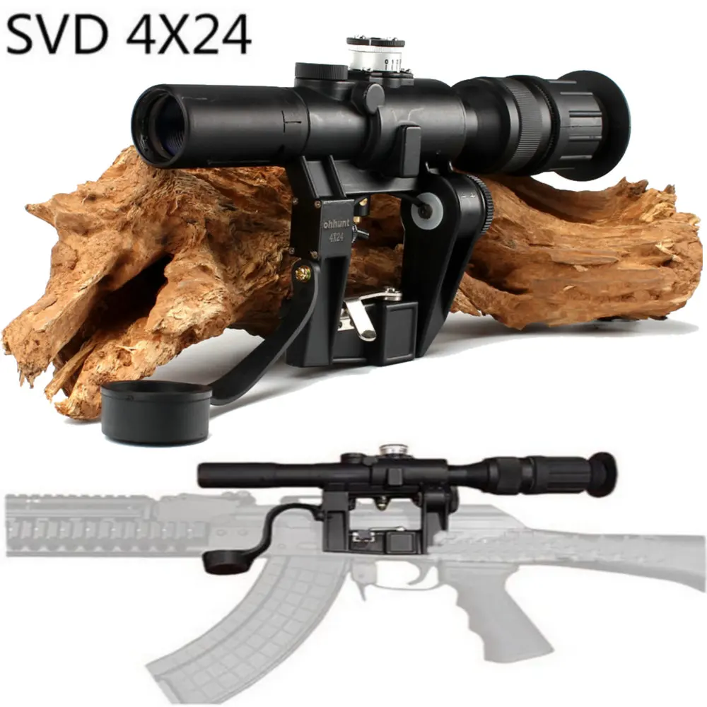 Прицел для снайперской винтовки Dragonov SVD красный с подсветкой 4x24 охоты