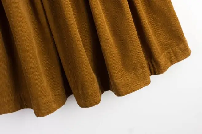 Осенняя Вельветовая юбка, Корейская версия, эластичная резинка на талии, однотонная винтажная юбка, saia mori girl