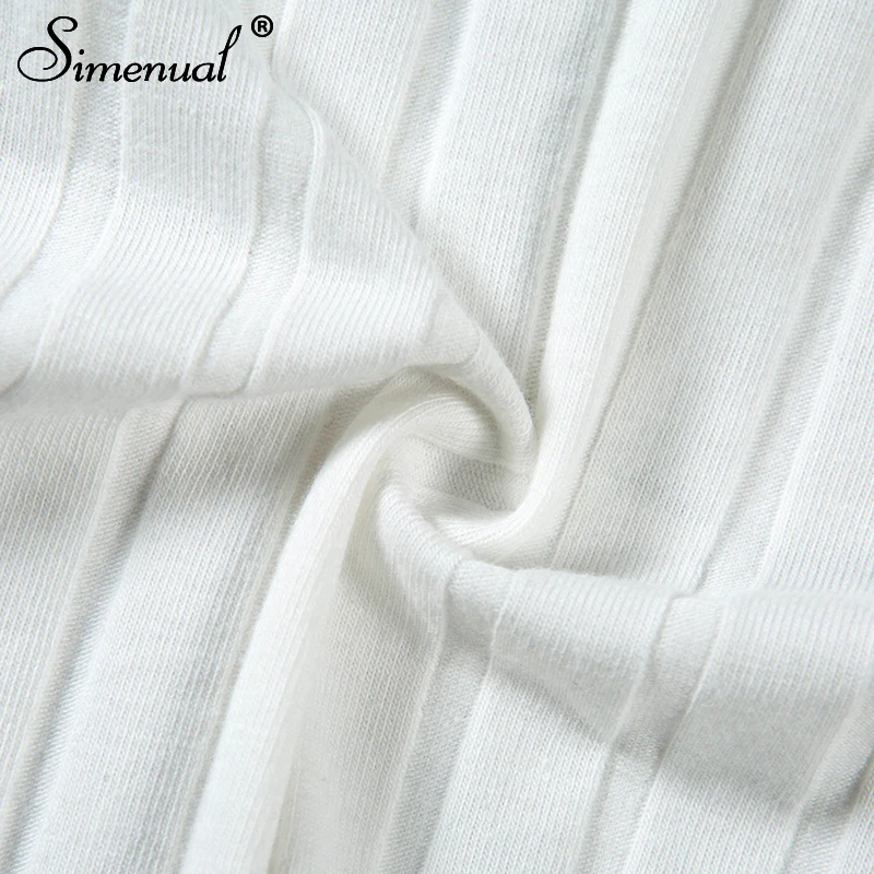 Simenual с открытой спиной белые топы осенняя одежда половина водолазки Модные женские футболки короткий женский Топ с длинным рукавом Новинка