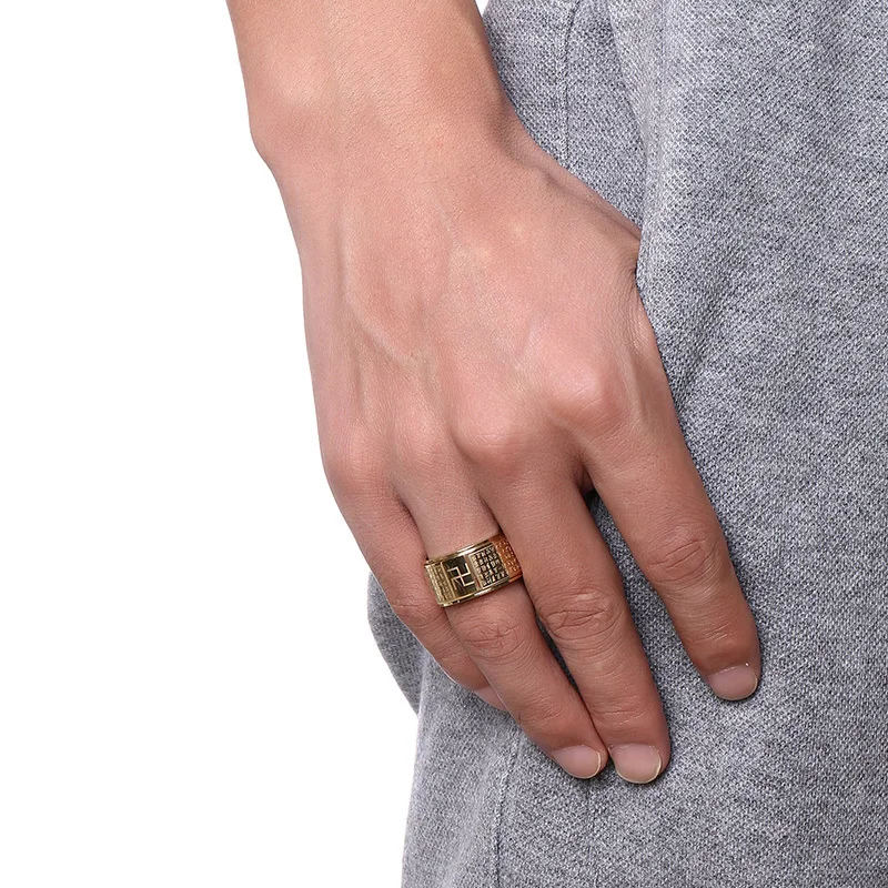Кольцо-Спиннер для мужчин, нержавеющая сталь, китайское сердце, сутра, выгравированные буддийские полосы 11,5 мм, мужские и женские винтажные ювелирные изделия унисекс