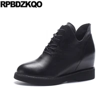 Батильоны короткая мода Ботинки лодыжки для женщин средней пятки на платформе осень ботильоны черный зима зашнуровать Круглый носок обувь китайский женский женская