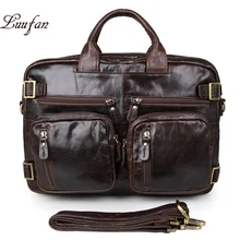 Винтажный кожаный портфель Crazy Horse Мужская мягкая натуральная кожа 15 дюймов для ноутбука деловая сумка кожаная сумка через плечо