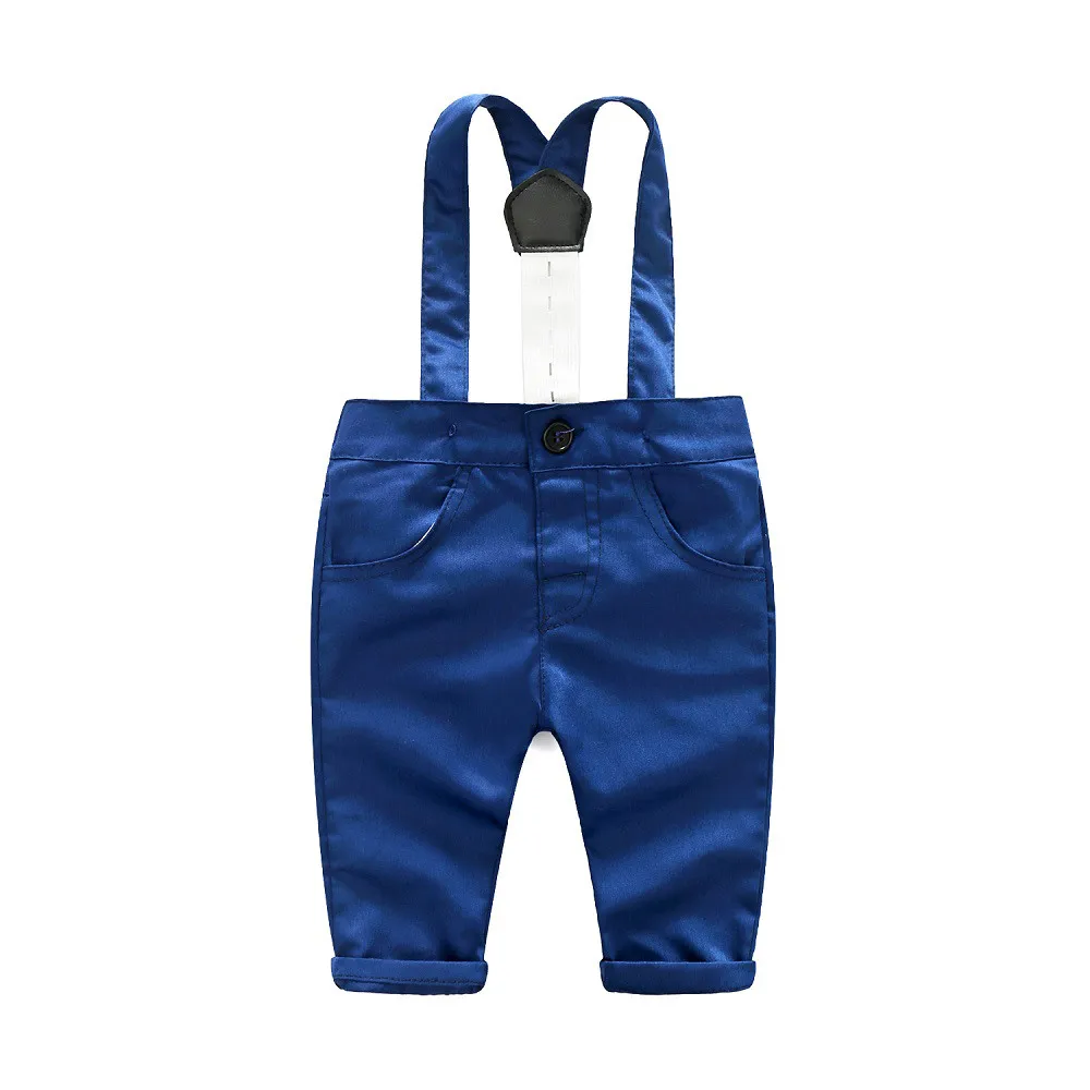 Комплект для маленьких мальчиков, Весенняя модная однотонная детская одежда для мальчиков, одежда с длинными рукавами+ штаны на подтяжках комплект одежды для малыша из 2 предметов