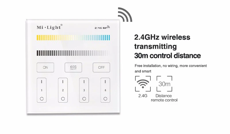 Mi светильник контроллер батареи 4 зоны CCT настенный светодиодный сенсорный переключатель панель дистанционного управления яркость Dim mi ng RGB/RGBW RGB+ CCT