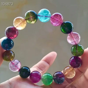 

Top Quality Natural Colorful Tourmaline Quartz Round Beads 12.5mm From Brazil Crystal Woman Man Tourmaline AAAAAA Certificate