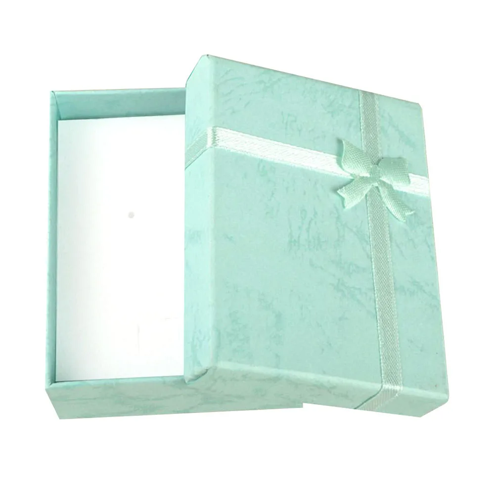 

Cheap 9*7*3cm jewelry ring earring bracelet watch ring gift blue box square carton bow case package ES4577