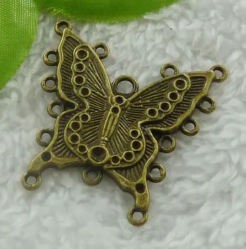 

48 pieces antique bronze butterfly connectors 39x39mm #2330