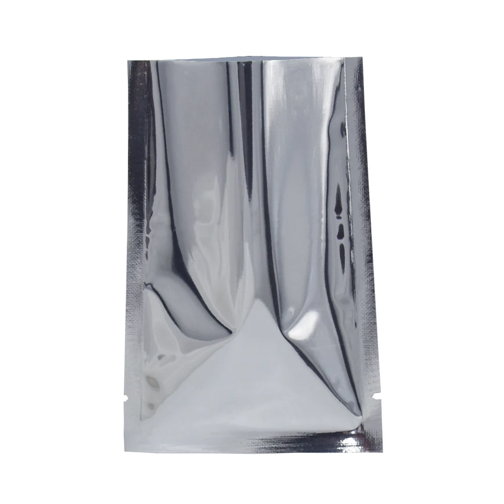 

Heat Sealable Silver Aluminum Foil Food Package Bag Flat Open Top Glossy Mylar Foil Vacuum Seal Coffee Powder Tea Packing Bags