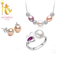 Нимфа 925 великолепные браслеты из стерлингового серебра ювелирные изделия с жемчугом комплект ювелирного изделия с натуральным камнем пресной воды ювелирные изделия из жемчуга для Для женщин Бабочка [TC1001]