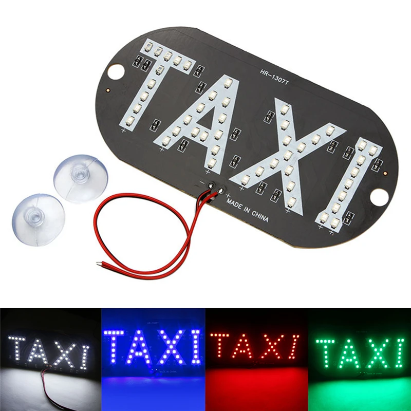 4 Color Taxi Cab Windscreen Windshield Sign White LED Taxi Light Lamp