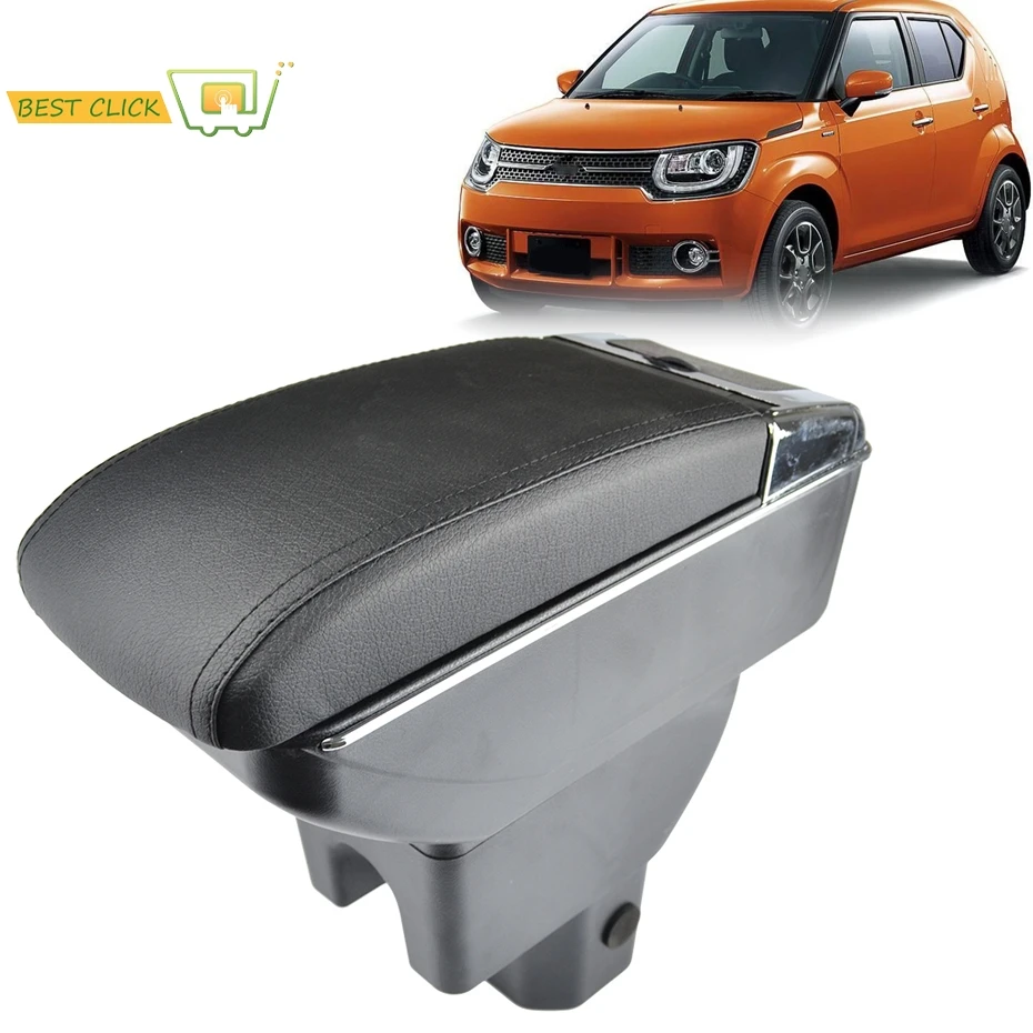 Ящик для хранения Suzuki Ignis 2016 2018 двухслойный подлокотник из черной кожи двойной