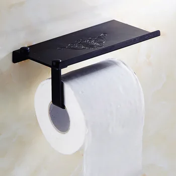 

Concise Wall Mount Toilet Paper Holder Bathroom Fixture Stainless Steel Roll Paper Holders with Phone Shelf With baf