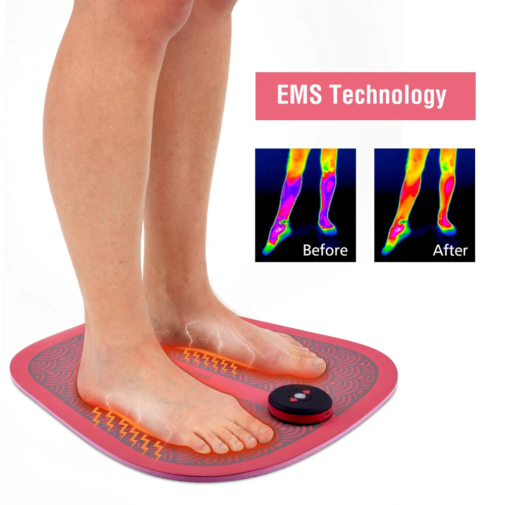 Rechargeable USB EMS Foot Massage Mat Foldable EVA Massager Pad 6 Adjustable Massaging Mode 9 Intensity Levels Vibration Muscle