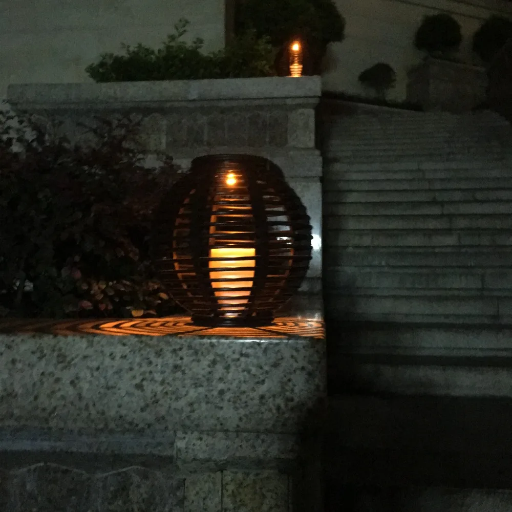 Movido a Energia Lanterna da Vela com Cintilação Rattan ao ar Luzes do Jardim Ip65 à Prova Água Solar Levou Led Âmbar Lâmpada Livre Decorativo Vnl d' 10 Cheap Lâmpadas solares