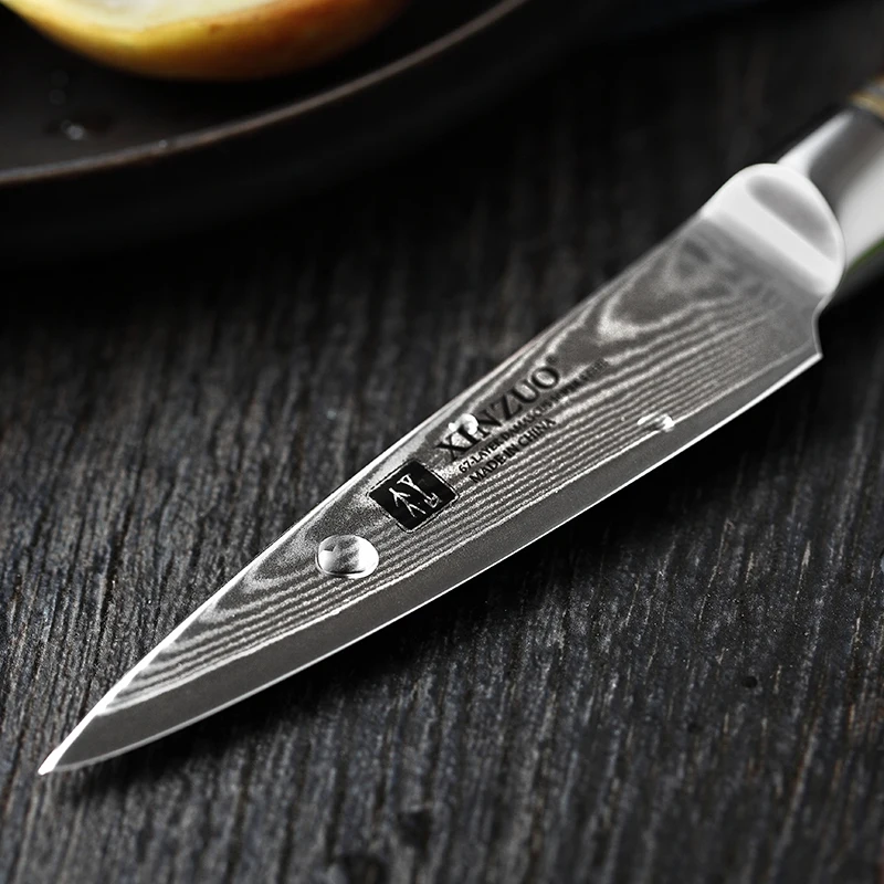 XINZUO 3," дюймовый нож для фруктов/овощей/пилинга/Овощечистки Дамасская сталь Супер лезвия кухонные ножи ультра острые с ручкой из розового дерева