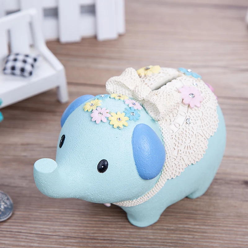 

elephant statue christmas gifts fofas 2019 piggy bank deposit box Resin Modern Animal home decoration accessories for kids room