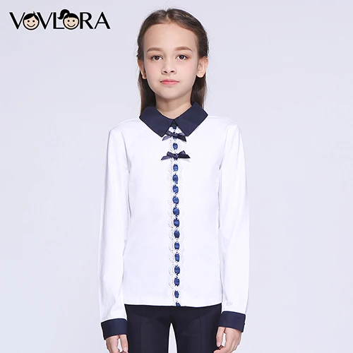 Girls tops t shirts long sleeve kids white school t shirts cotton knitted children clothes new