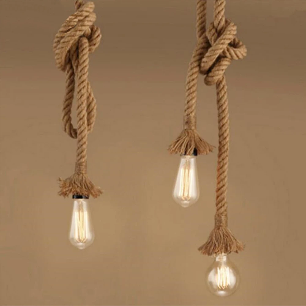 

Rope lamp Pendant Light Vintage E27 Loft Hemp AC90-260V Creative Personality Industrial Lamp for Restaurant Coffee