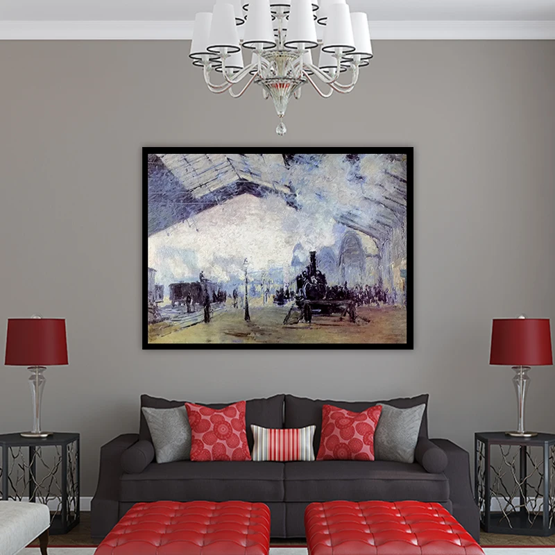 

diy painting by numbers Claude Monet Impression Saint Lazare in Paris impressionism Landscape Decoration Paint Hand-drawn deco